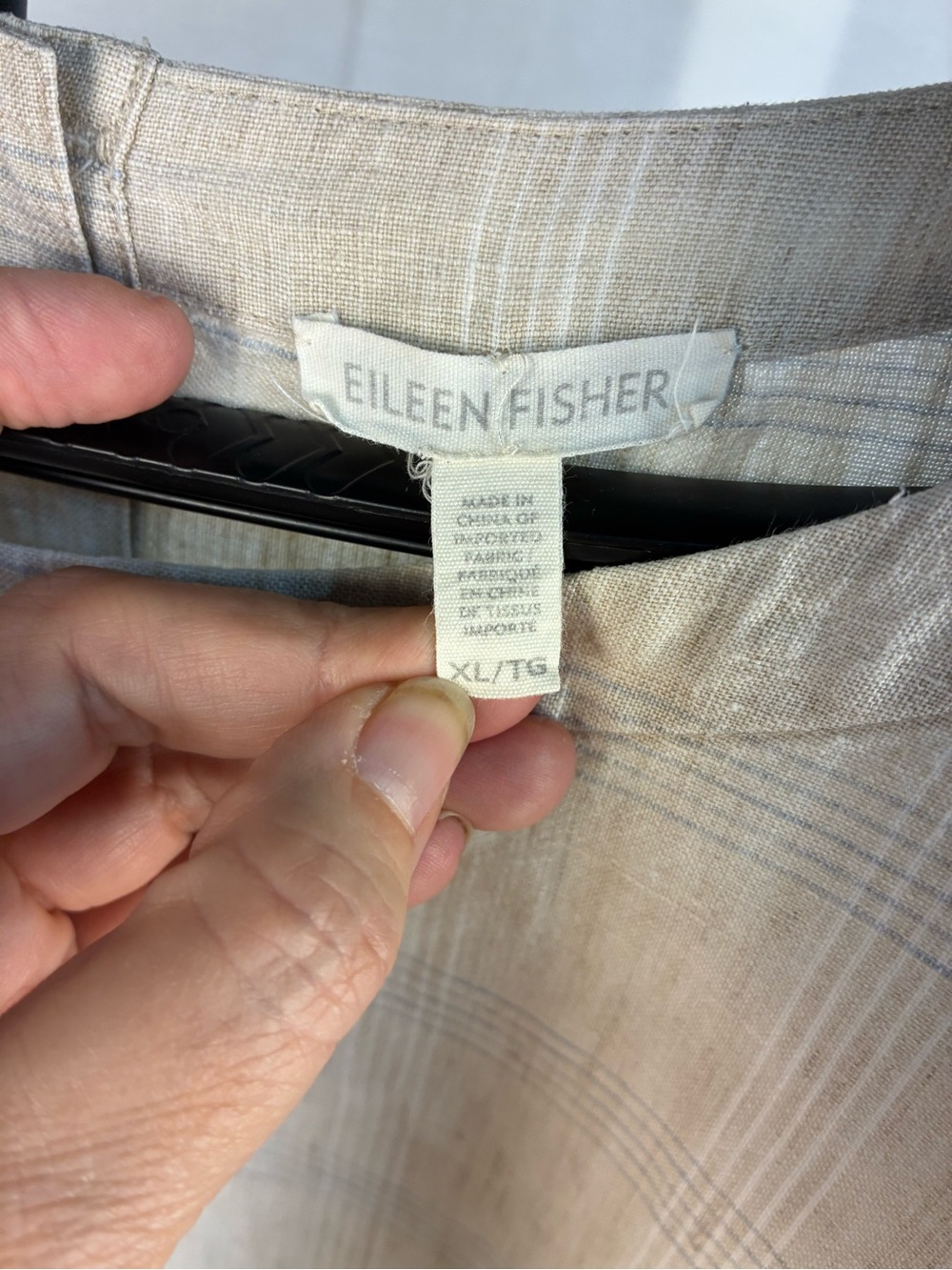 Eileen Fisher Catalan Organic Linen Boxy Plaid Top XL - Picture 8 of 11